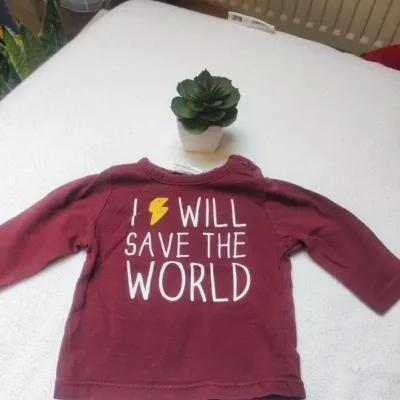 T-shirt longues manches bordeaux garçon - Taille 1 mois - Kiabi